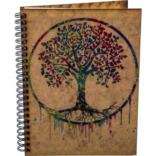 Agenda din lemn: Copacul vietii colorat