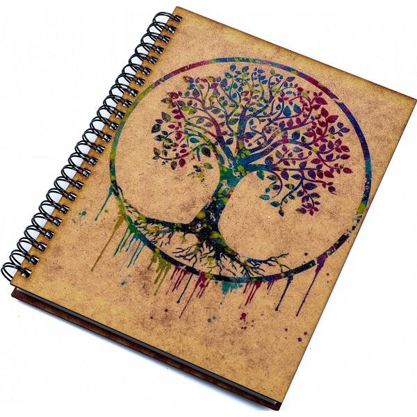 Agenda din lemn: Copacul vietii colorat