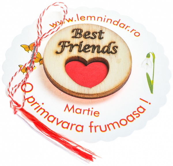 Martisor insigna din lemn: Best friends