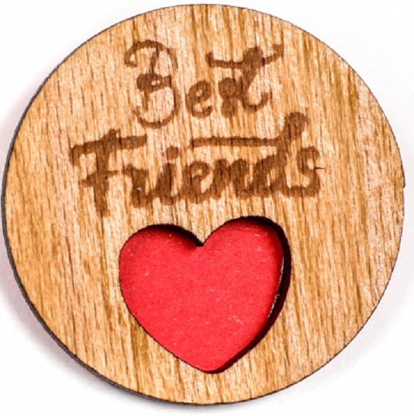 Martisor insigna din lemn: Best friends