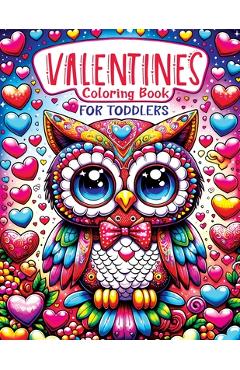 Poza produsului Valentines Coloring Book for Toddlers: Simple, Happy Little Kawaii Animals Featuring a Unicorn, Mermaid, Dinosaur, and a Sweet Heart for Kids - Pata Lumina