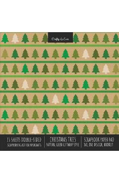 Poza produsului Christmas Trees Pattern Scrapbook Paper Pad 8x8 Decorative Scrapbooking Kit for Cardmaking Gifts, DIY Crafts, Printmaking, Papercrafts, Green Giftwrap - Crafty As Ever