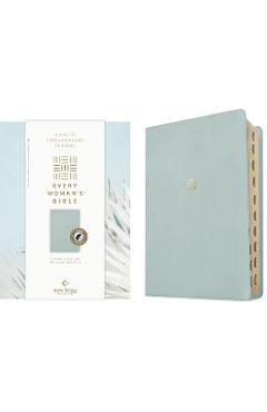 Coperta cărții 'NLT Every Woman's Bible (Leatherlike, Sky Blue, Indexed, Red Letter, Filament Enabled) - Tyndale'