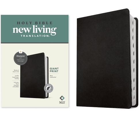 Coperta cărții 'NLT Giant Print Bible, Filament-Enabled Edition (Leatherlike, Black, Indexed, Red Letter) - Tyndale'