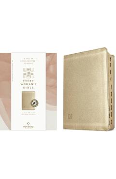 Coperta cărții 'NLT Every Woman's Bible (Leatherlike, Soft Gold, Indexed, Red Letter, Filament Enabled) - Tyndale'