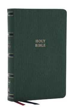 Coperta cărții 'Nkjv, Single-Column Reference Bible, Verse-By-Verse, Green Leathersoft, Red Letter, Comfort Print (Thumb Indexed) -'