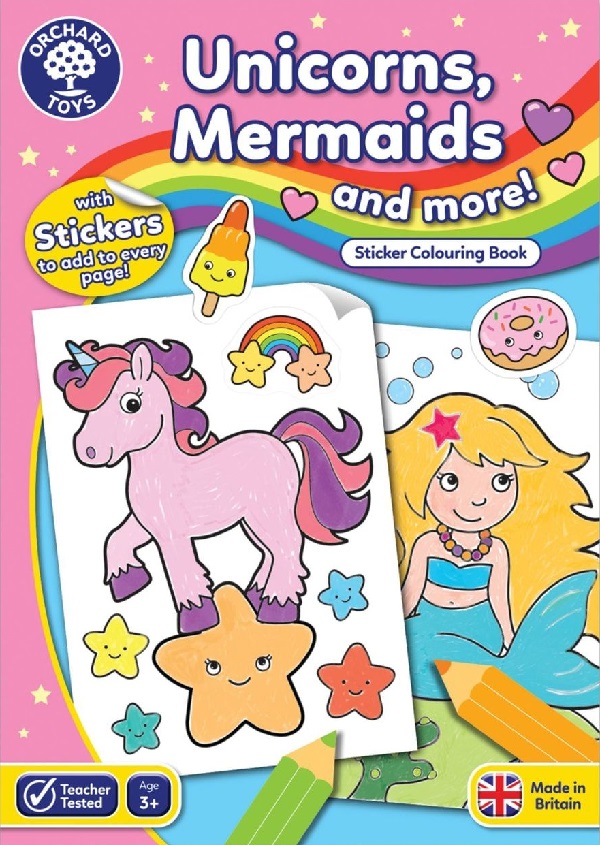 Unicorns, Mermaids and more. Carte de colorat cu activitati 3 ani+