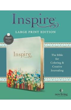 Coperta cărții 'Inspire Bible Large Print NLT (Leatherlike, Floral Fields with Gold, Filament Enabled) - Tyndale'
