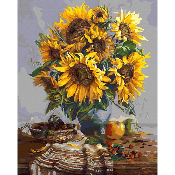 Pictura pe numere: Vaza cu floarea soarelui