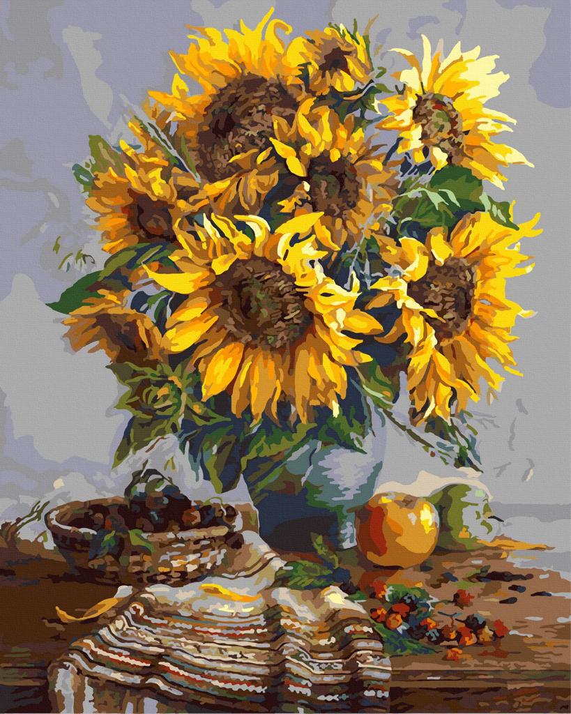 Pictura pe numere: Vaza cu floarea soarelui