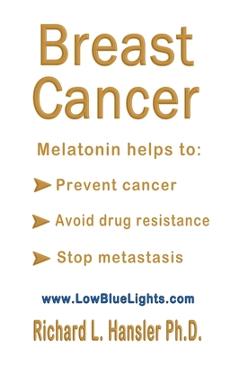Coperta cărții 'Breast Cancer: Melatonin Helps to: Prevent Cancer, Avoid Drug Resistance, Stop Metastasis - Richard L. Hansler'