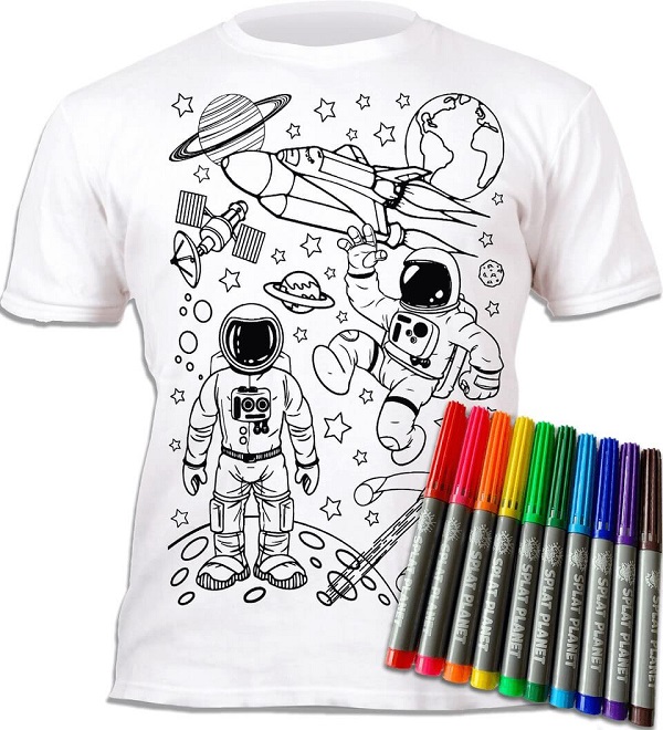 Tricou de colorat cu markere lavabil. Cosmos. 5-6 ani