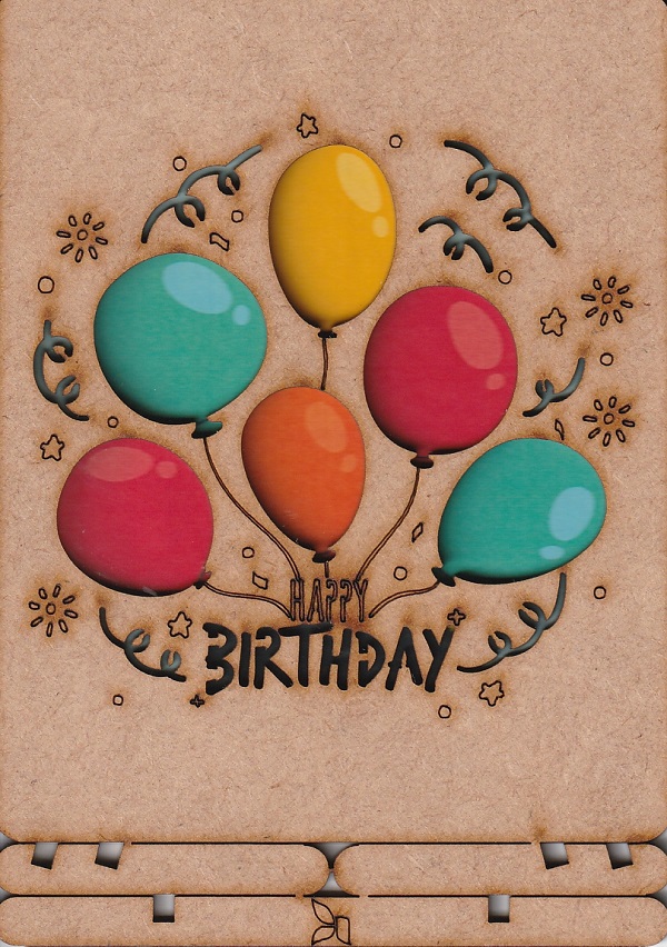 Carte postala din lemn: Happy Birthday