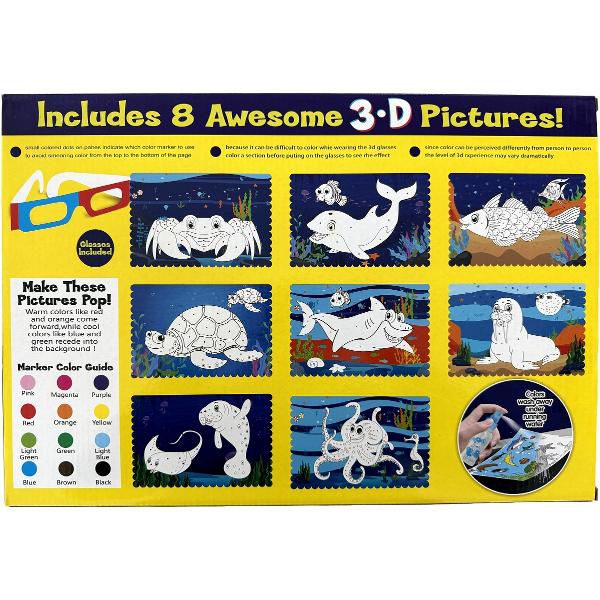 Carte de colorat lavabila cu ochelari 3D: Oceanul