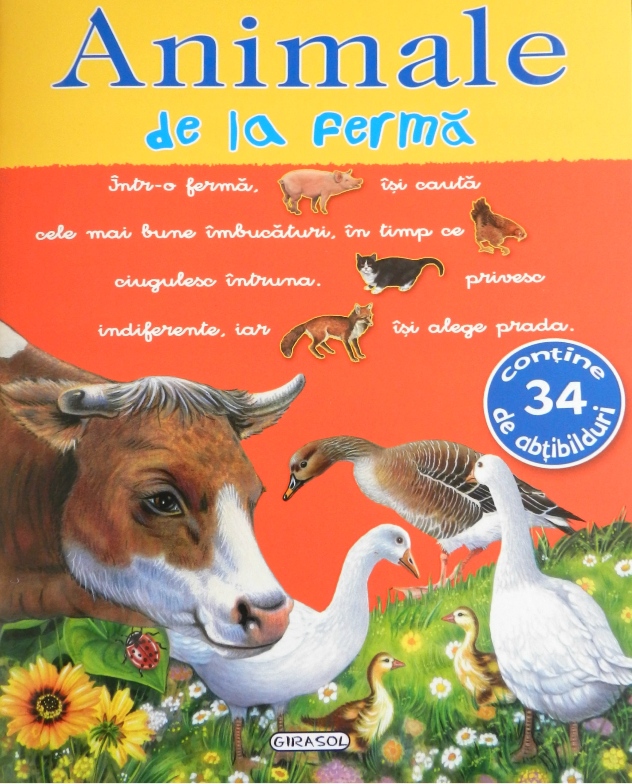 Coperta cărții 'Animale de la ferma - Contine 34 de abtibilduri'