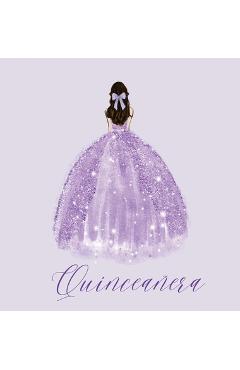 Coperta cărții 'Quinceanera Guest Book with purple dress (hardback) - Lulu And Bell'