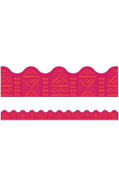 Poza produsului One World Pink Batik Scalloped Bulletin Board Borders - Carson Dellosa Education