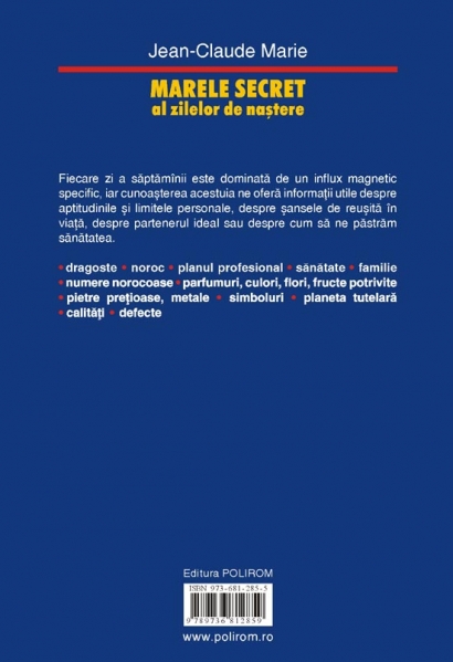 Coperta cărții 'Marele secret al zilelor de nastere - Jean-Claude Marie'