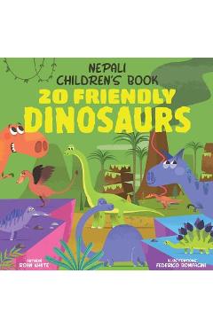 Coperta cărții 'Nepali Children's Book: 20 Friendly Dinosaurs - Federico Bonifacini'