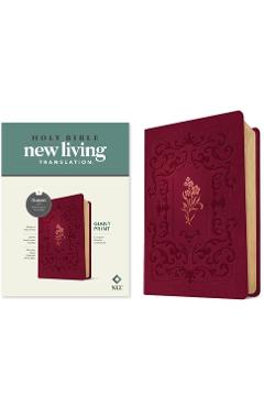 Coperta cărții 'NLT Giant Print Bible, Filament-Enabled Edition (Leatherlike, Cranberry Flourish, Red Letter) - Tyndale'
