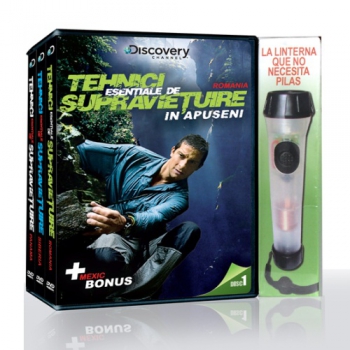 Imaginea produsului '3DVD Box Tehnici esentiale de supravietuire + Lanterna cu bobina'
