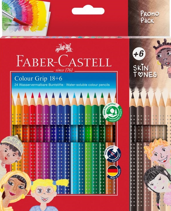 Set 18 creioane colorate + 6 culori. Grip 2001