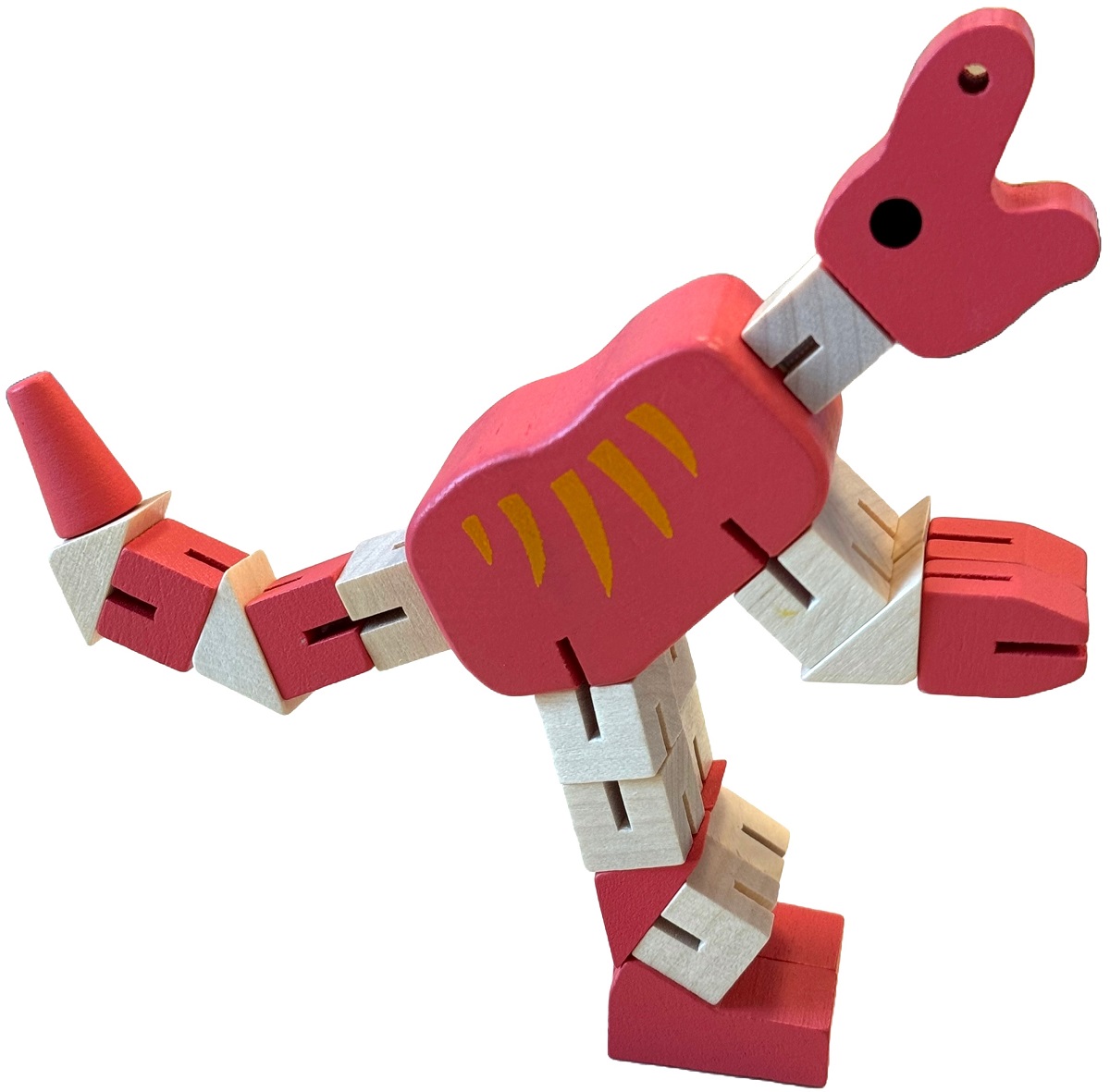 Jucarie flexibila din lemn: Dinozaur. Rosu