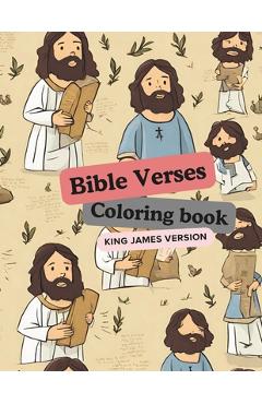 Poza produsului Bible Verse Coloring Book for Kids KJV: 26 Short & Inspirational King James Bible Verses and Christian Images with description for kids to Color - Akram Belhaj
