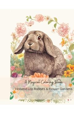 Coperta cărții 'Holland Lop Rabbits & Flower Gardens: A Magical Coloring Book - Guendy Bear'