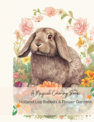 Coperta cărții 'Holland Lop Rabbits & Flower Gardens: A Magical Coloring Book - Guendy Bear'