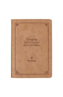 Poza produsului NLT Holy Bible Everyday Devotional Bible for Men New Living Translation, Vegan Leather, Tan Debossed - Christian Art Gifts