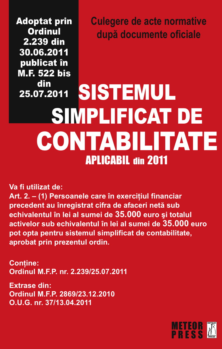Coperta cărții 'Sistemul simplificat de contabilitate aplicabil din 2011'