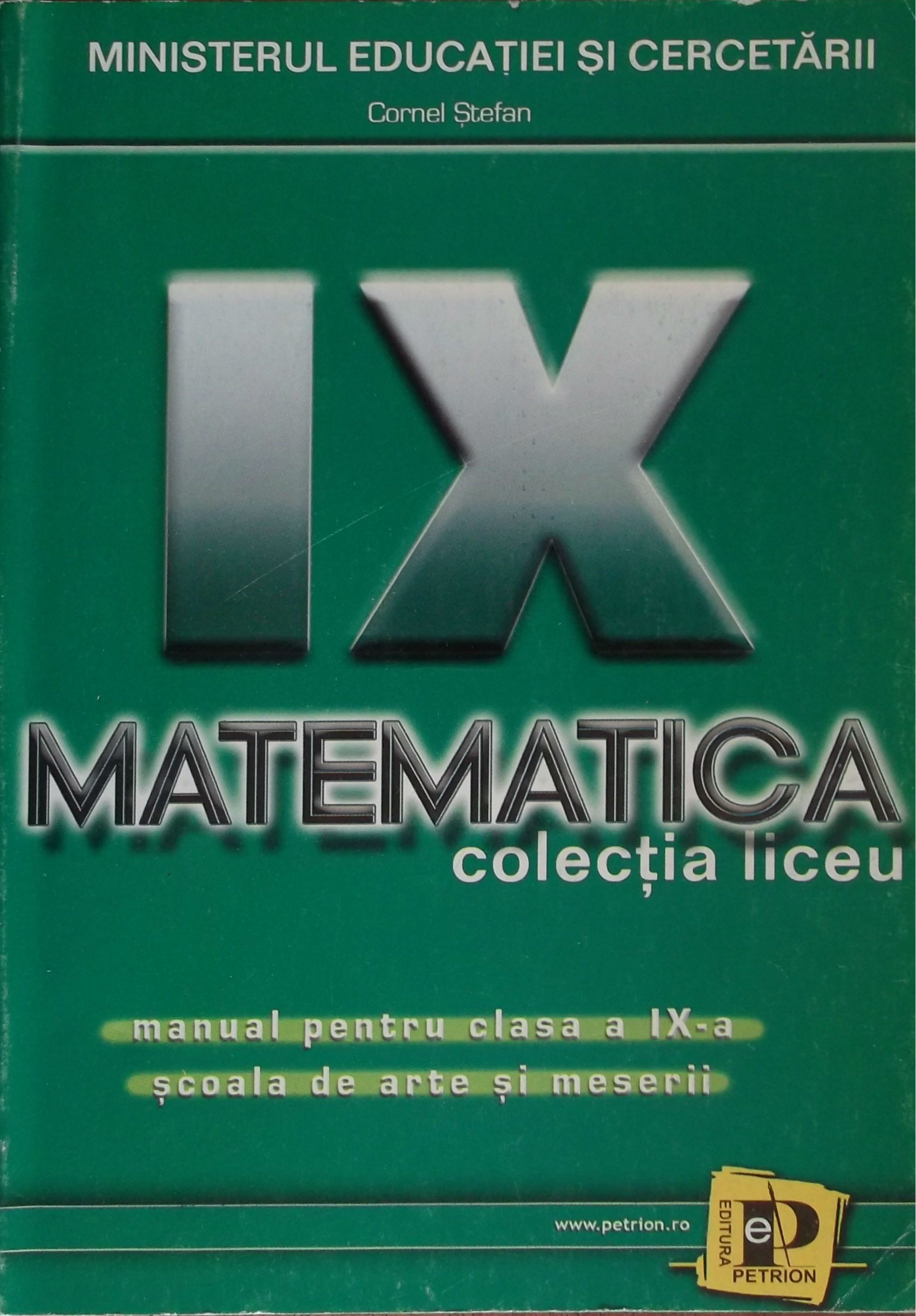 Coperta cărții 'Matematica Cls 9 Sam - Cornel Stefan'