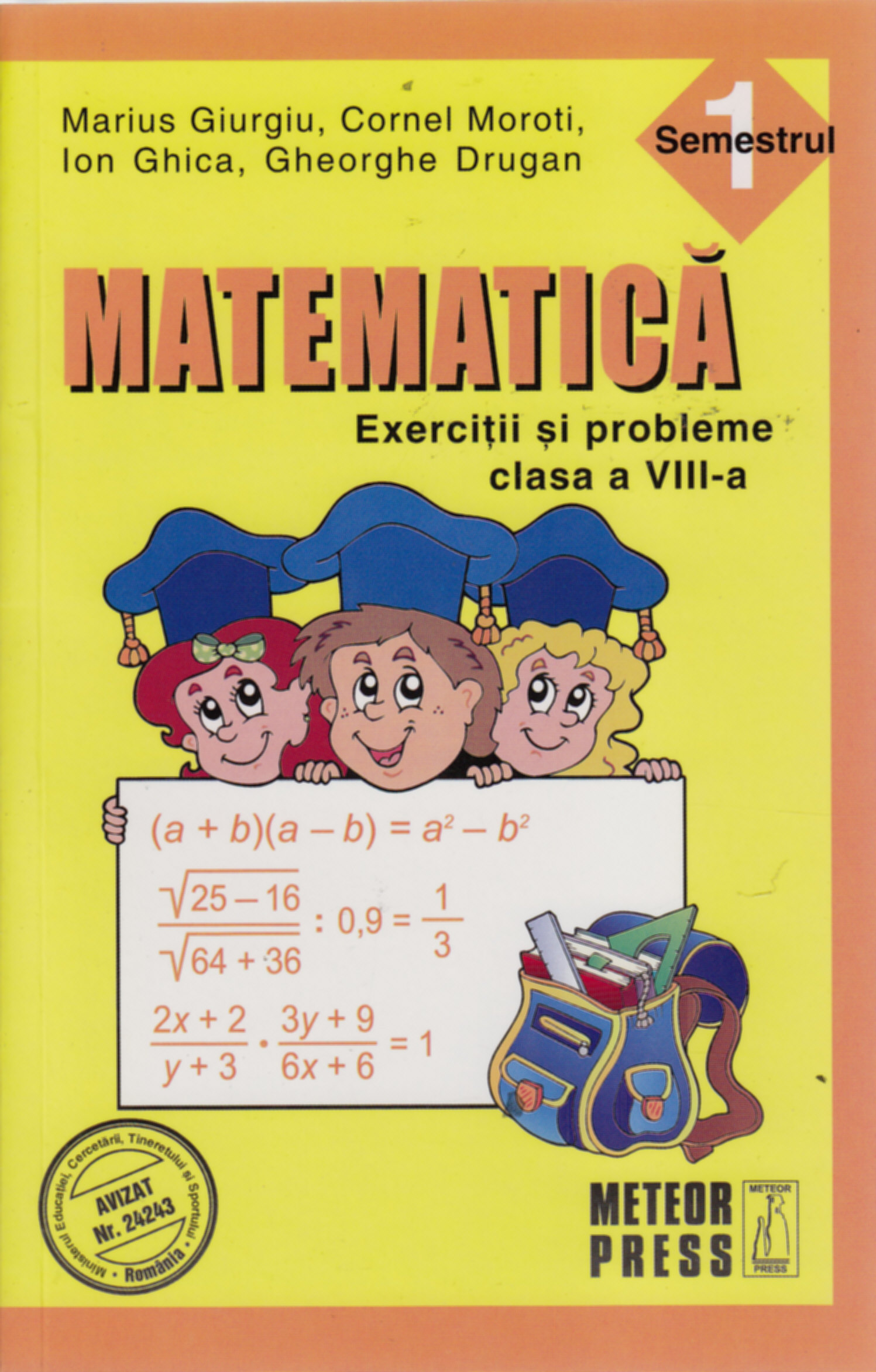 Coperta cărții 'Matematica Cls 8 Exercitii Si Probleme Sem 1 - Cornel Moroti, Marius Giurgiu'