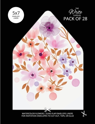 Watercolor Flowers Envelope Liners Euro Flap 5x7 with Floral Design: For Invitation Envelopes for Birthdays, Weddings (28 Pack) - The Write Supplies
