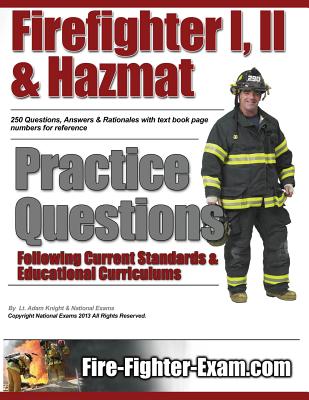 Coperta cărții 'Firefighter I, II and Hazmat Practice Questions - National Exams'