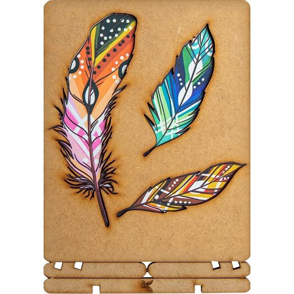 Carte postala din lemn: Feathers