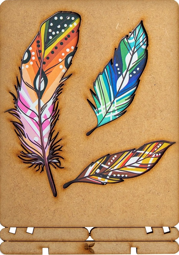 Carte postala din lemn: Feathers