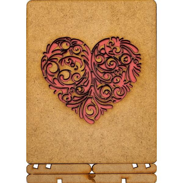 Carte postala din lemn: Red Heart