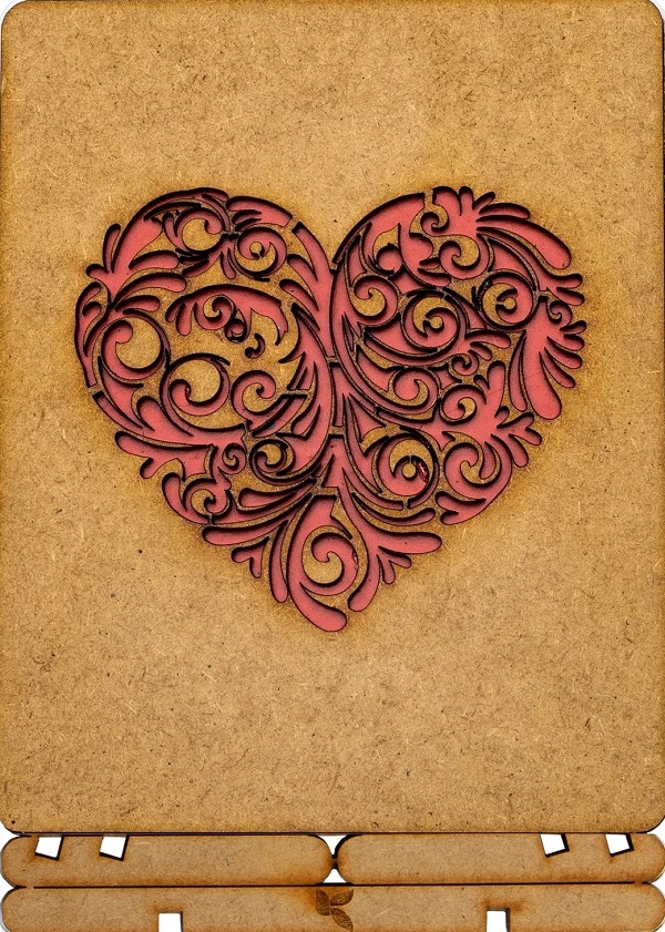 Carte postala din lemn: Red Heart