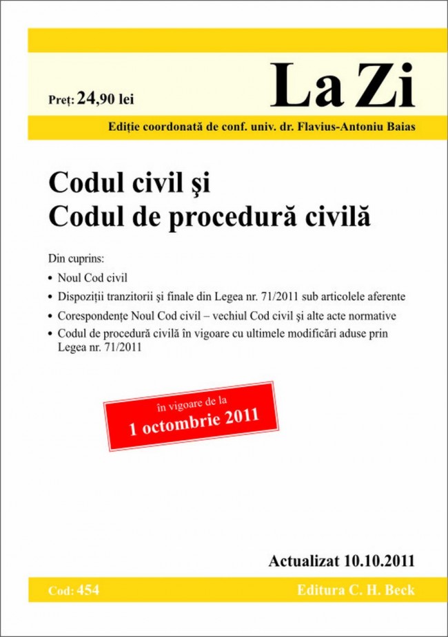 Coperta cărții 'Codul civil si codul de procedura civila act. 10.10.2011'
