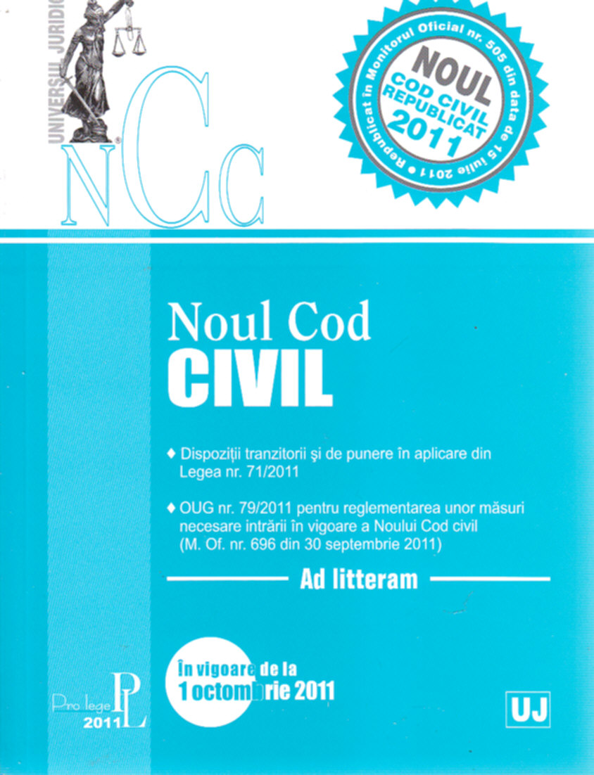 Coperta cărții 'Noul cod civil in vigoare de la 1 octombrie 2011'