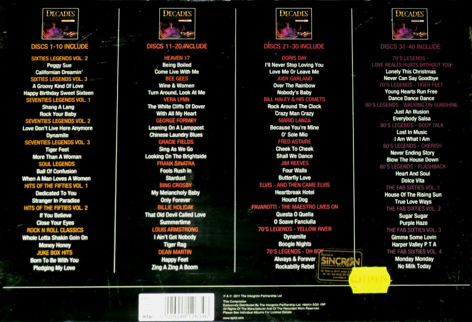 Imaginea produsului '40CD Collection Decades - Timeless classics from the 40 's to the 80 's'