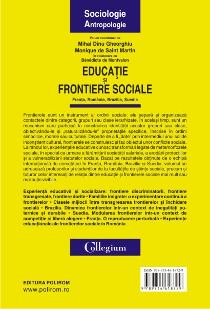 Coperta cărții 'Educatie si frontiere sociale - Mihai Dinu Gheorghiu, Monique De Saint Martin'