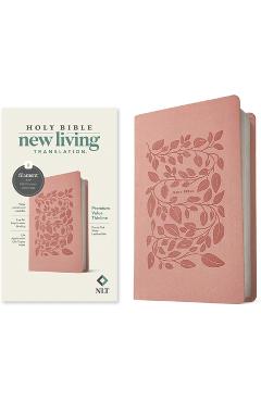 Coperta cărții 'NLT Premium Value Thinline Bible, Filament-Enabled Edition (Leatherlike, Dusty Pink Vines) - Tyndale'