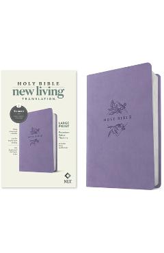 Coperta cărții 'NLT Large Print Premium Value Thinline Bible, Filament-Enabled Edition (Leatherlike, Lavender Song) - Tyndale'