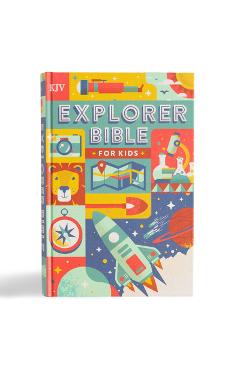 Coperta cărții 'KJV Explorer Bible for Kids, Hardcover: Placing God's Word in the Middle of God's World - Holman Bible Publishers'