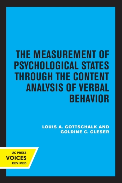 The Measurement of Psychological States Through the Content Analysis of Verbal Behavior - Louis A. Gottschalk