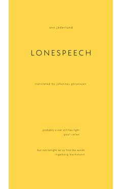 Coperta cărții 'Lonespeech - Ann Jäderlund'