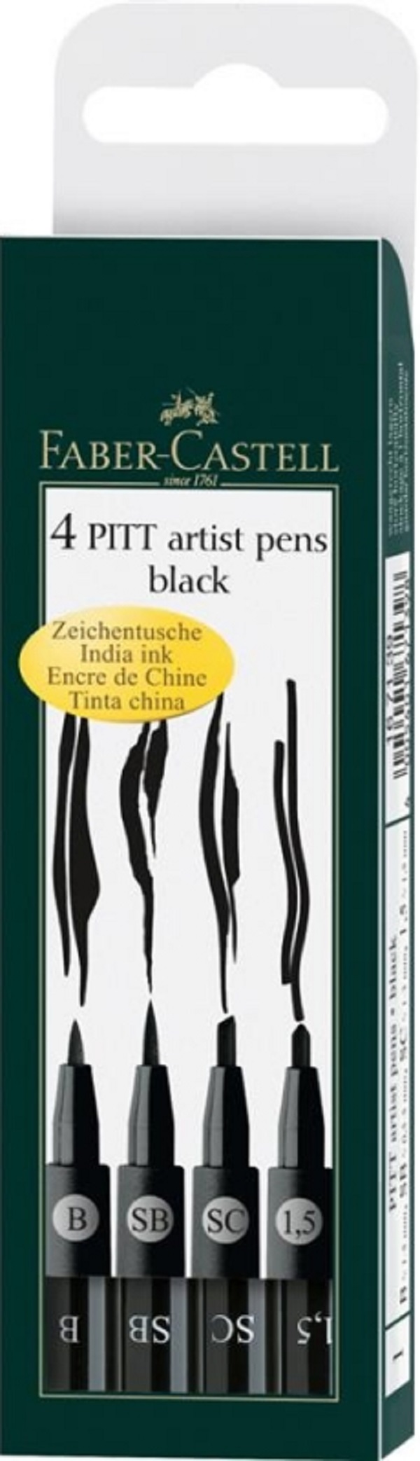 Set 4 linere Pitt Artist. Negru